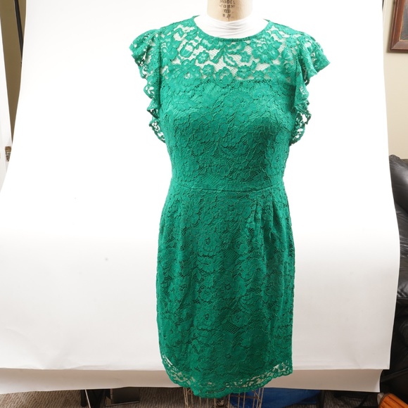 Lauren Ralph Lauren Dresses & Skirts - NWT $155 Lauren Ralph Lauren Green Flutter Sleeve Lace Dress Size 4